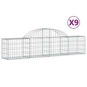 vidaXL arkveida gabiona grozi, 9 gb., 200x30x40/60 cm, cinkota dzelzs
