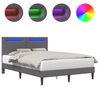 vidaXL Gultas rāmis ar LED sloksnēm Pelēka 140 x 190 cm Mākslīgā āda