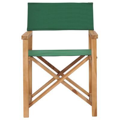 vidaXL saliekams režisora krēsls, masīvs tīkkoks, zaļš