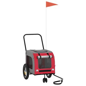 vidaXL Velosipēda piekabe mājdzīvniekiem Sarkana un pelēka