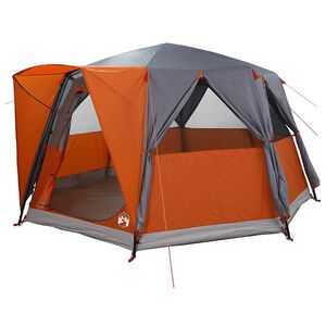 vidaXL Kabiniets telts 6-personām Pelēka un oranža 425 x 396 x 222 cm