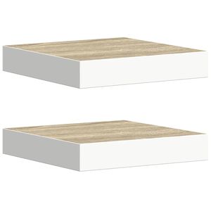 vidaXL sienas plaukti, 2 gab., balti, ozolkoka, 23x23,5x3,8 cm, MDF