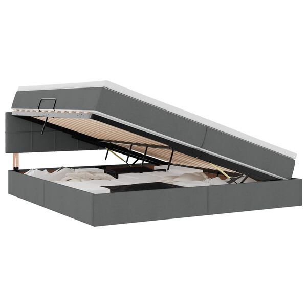 vidaXL Gulta ar uzglabā&scaron;anas vietu un LED Tum&scaron;i pelēks 200 x 200 cm