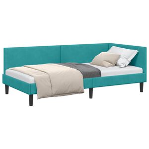 vidaXL Stūra gultas rāmis Tirkīzzila 80 x 200 cm Samts