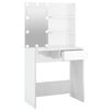 vidaXL spoguļgaldiņš ar LED, spīdīgi balts, 74,5x40x141 cm