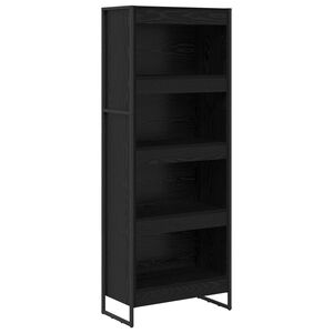 vidaXL Grāmatplaukts 60 x 30 x 155 cm Inženierijas koks Melns ozolkoks