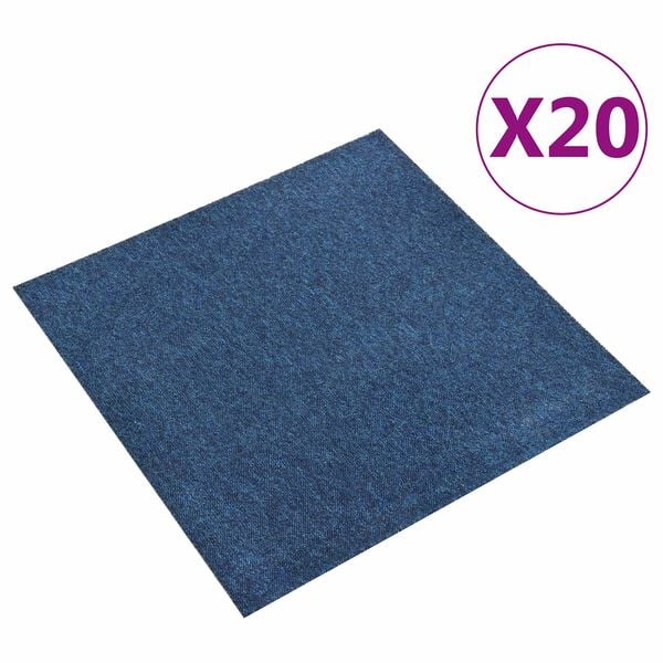 vidaXL Paklājs 20 pcs Tum&scaron;i zils 50 x 50 cm 100% polipropilēns