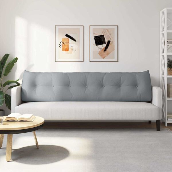 vidaXL Atpakaļ spilvens Gai&scaron;i pelēks 200 x 24 x 50 cm audums