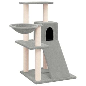 vidaXL kaķu māja ar sizala stabiem nagu asinā&scaron;anai, 82 cm, pelēka