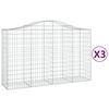 vidaXL arkveida gabiona grozi, 3 gb., 200x50x120/140cm, cinkota dzelzs
