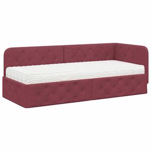 vidaXL Stūra gultas rāmis Vīna sarkans 80 x 200 cm audums