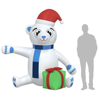 vidaXL piepūšams Ziemassvētku lācis, LED, 180 cm