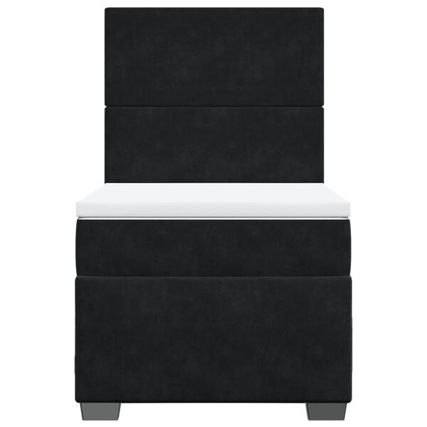 vidaXL atsperu gulta ar matraci, melna samts, 90x200 cm