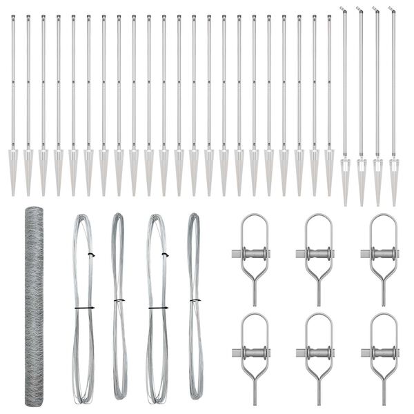 vidaXL Žoga āķis Sudraba 50 x 1,5 m (36 mm acs izmērs) Tērauds