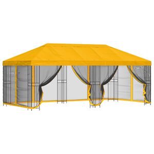 vidaXL Paviljons ar sānu sienām 6 x 3 m Dzeltena Poliesters un tērauds