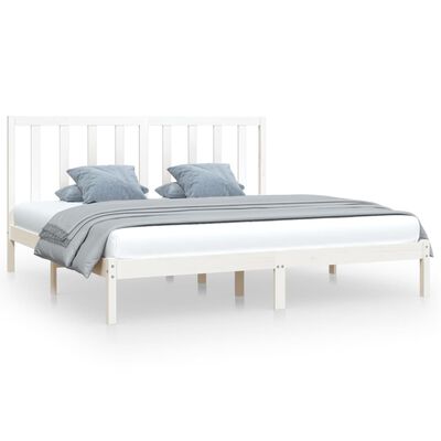 vidaXL gultas rāmis, balts, priedes masīvkoks, 180x200 cm, divvietīgs