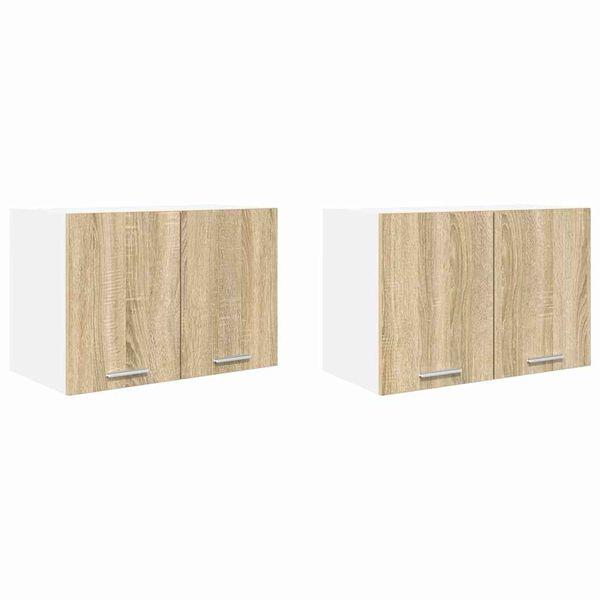 vidaXL Piekarams skapītis 2 pcs Sonoma ozols un balts 60 x 31 x 40 cm