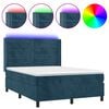 vidaXL atsperu gulta ar matraci, LED, tum&scaron;i zils samts, 140x190 cm