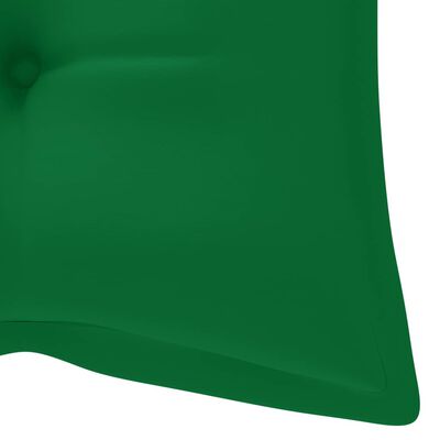 vidaXL šūpuļsols ar zaļiem spilveniem, 120 cm, masīvs tīkkoks