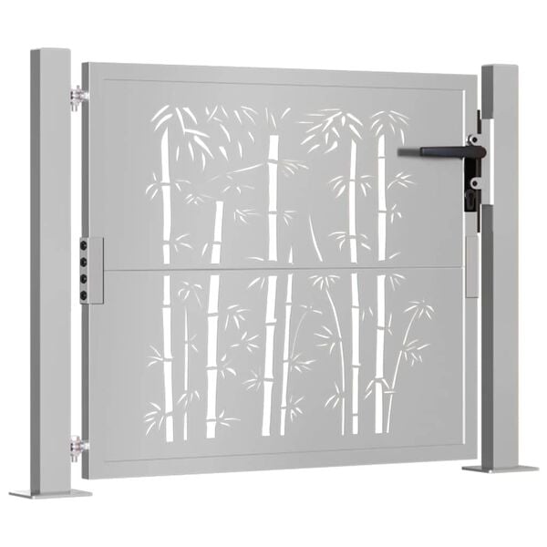 vidaXL dārza vārti, 100x75 cm, kortēna tērauds, bambusa dizains
