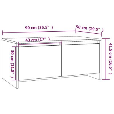 vidaXL kafijas galdiņš, pelēcīga ozola, 90x50x41,5 cm, skaidu plāksne
