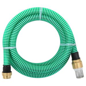 vidaXL sūk&scaron;anas &scaron;ļūtene ar misiņa savienotājiem, zaļa, 1,1", 3 m, PVC