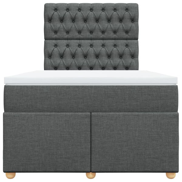 vidaXL atsperu gulta ar matraci, tum&scaron;i pelēka audums, 120x200cm