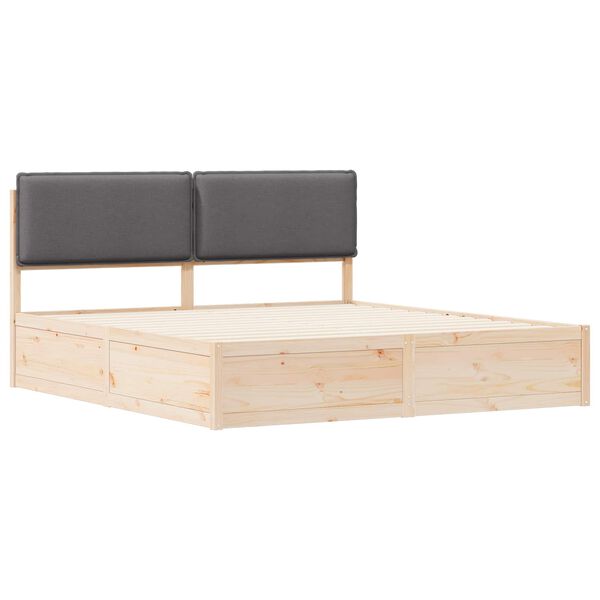 vidaXL Gultas rāmis ar polsterētu galvas balstu Tum&scaron;i pelēks