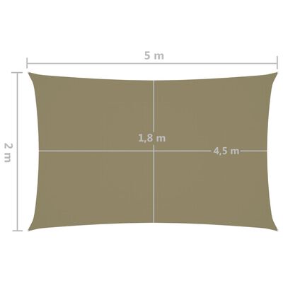 vidaXL saulessargs, taisnstūra forma, 2x5 m, bēšs oksforda audums