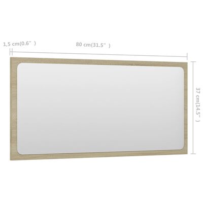 vidaXL vannasistabas spogulis, ozolkoka krāsā, 80x1,5x37 cm