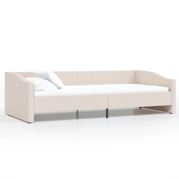 vidaXL dīvāngulta, USB, krēmkrāsas audums, 90x200 cm