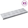 vidaXL Trepju paklājs 5 gab. 60 x 18 x 2,5 cm Sudraba Alumīnijs