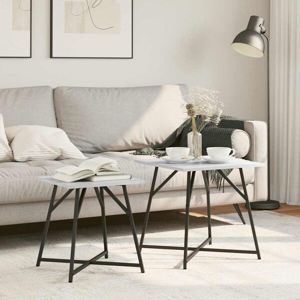 vidaXL Sānu galdiņu komplekts 2 pcs Pelēks sonoma un Melns