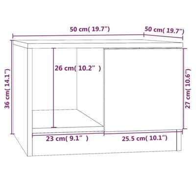 vidaXL kafijas galdiņš, balts, 50x50x36 cm, inženierijas koks
