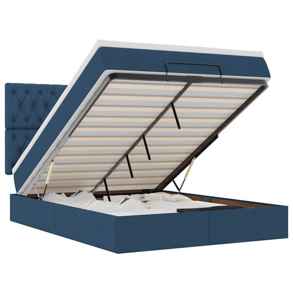 vidaXL Osmaņu gulta ar matraci & LEDs, zils, 140x190 cm, audums