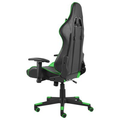 vidaXL datorspēļu krēsls, grozāms, zaļš, PVC
