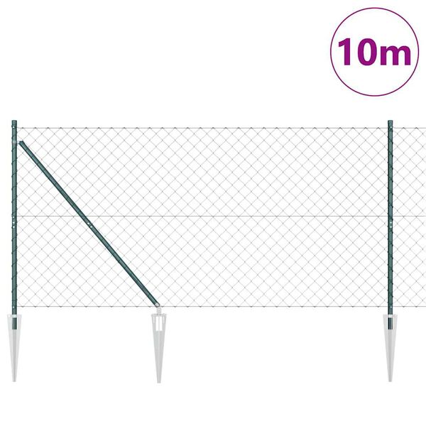 vidaXL Žoga āķis Zaļa 10 x 1,2 m (60 x 60 mm siets) Tērauds un PVC