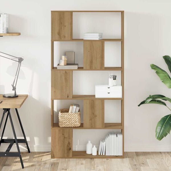 vidaXL grāmatu plaukts, 5 līmeņi, koka krāsa, 80,5x23,5x162,5 cm, koks