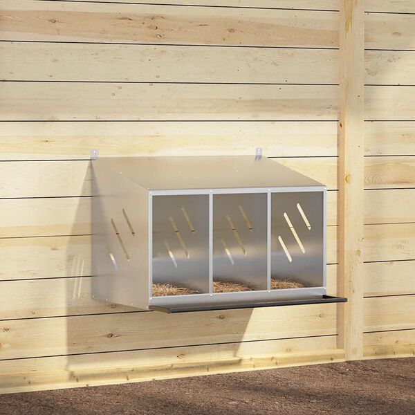 vidaXL vistu ligzdo&scaron;anas kaste ar 3nodalījumiem cinkota sudraba metāla