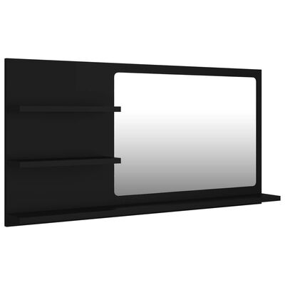 vidaXL vannasistabas spogulis, melns, 90x10,5x45 cm, skaidu plāksne
