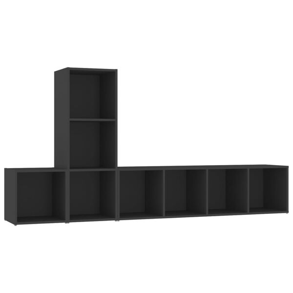 vidaXL 3-daļīgs TV plauktu komplekts, melns, inženierijas koks