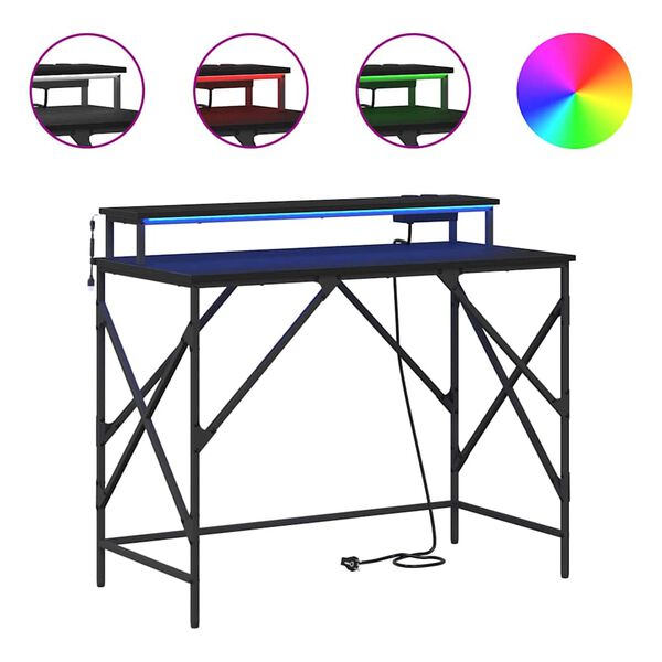 vidaXL Galds Melns ozolkoks 100 x 50 x 86,5 cm Inženierijas koks