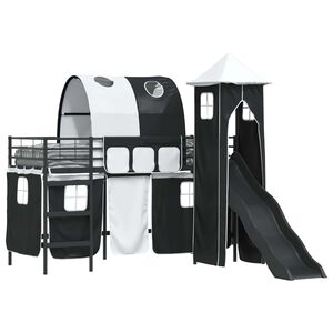 vidaXL Bērnu loft gultas rāmjis Melna 74,5 x 190 cm Metāls