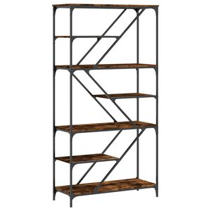 vidaXL grāmatplaukts, 91x36x176 cm, inženierijas koks, tērauds