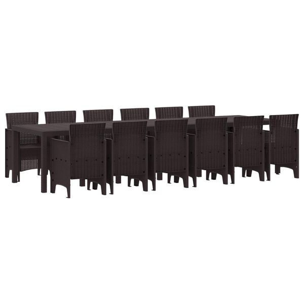 vidaXL Dārza ēdamgalds 13 pcs Brūna Polt rattan