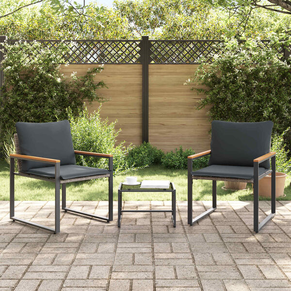 vidaXL Mēbeļu komplekti 3 pcs Pelēks un tum&scaron;i pelēks Rotangpalma