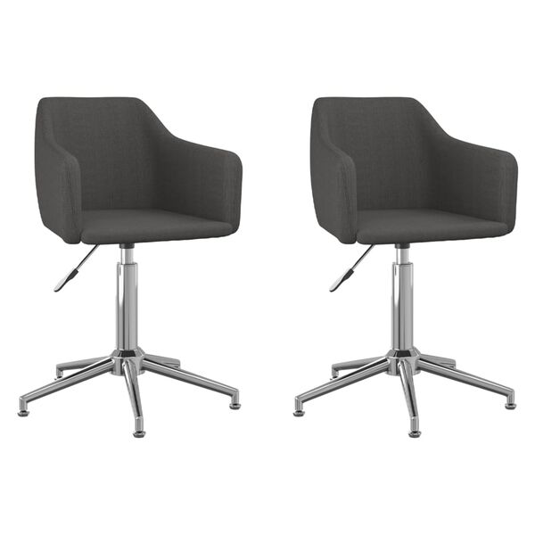 vidaXL grozāmi virtuves krēsli, 2 gab., tum&scaron;i pelēks audums