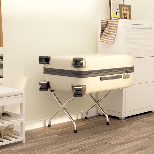 vidaXL bagāžas plaukts ar atzveltni, sudraba krāsā, 56x39x52 cm