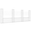 vidaXL gabionu siena ar 4 stabiem, U-forma, dzelzs, 380x20x150 cm