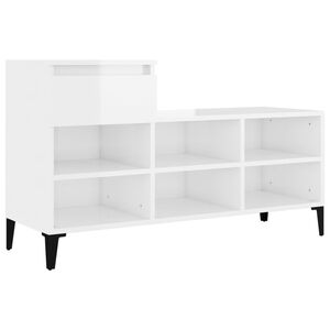 vidaXL apavu plaukts, spīdīgi balts, 102x36x60 cm, inženierijas koks